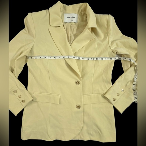 Ena Pelly In Butter Double Breasted Stretch Cotton Blazer sz 2 NWOT Yellow Cream - Picture 3 of 9